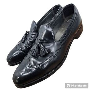 FootJoy Classics‎ VTG Mens Black Leather Loafer tassle Wingtip shoes sz 11.5
